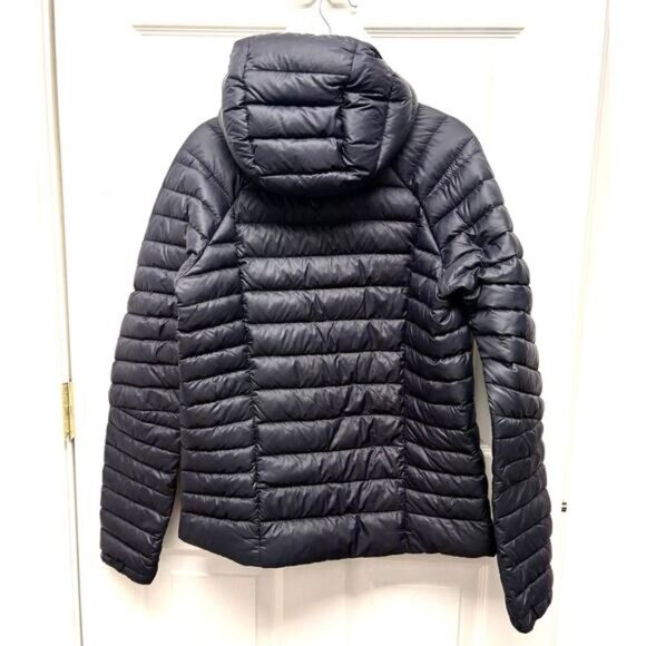 Patagonia Black Puffer Coat Hood Down Full Zip Women's S READ Netplus Shell - Picture 4 of 11